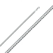 7.5 in. 14K White Gold 4 mm Regular Concave Cuban Chain