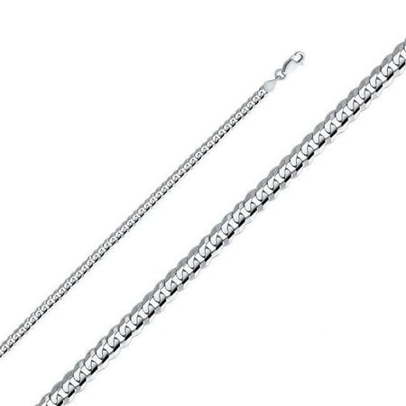 7.5 in. 14K White Gold 4 mm Regular Concave Cuban Chain