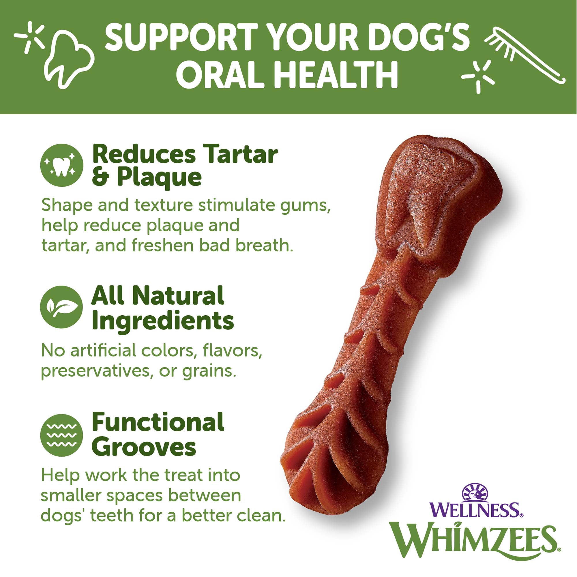 (4 pack) WHIMZEES By Wellness Variety Tub Grain Free Dental Treats for Dogs, Small, 28 Count