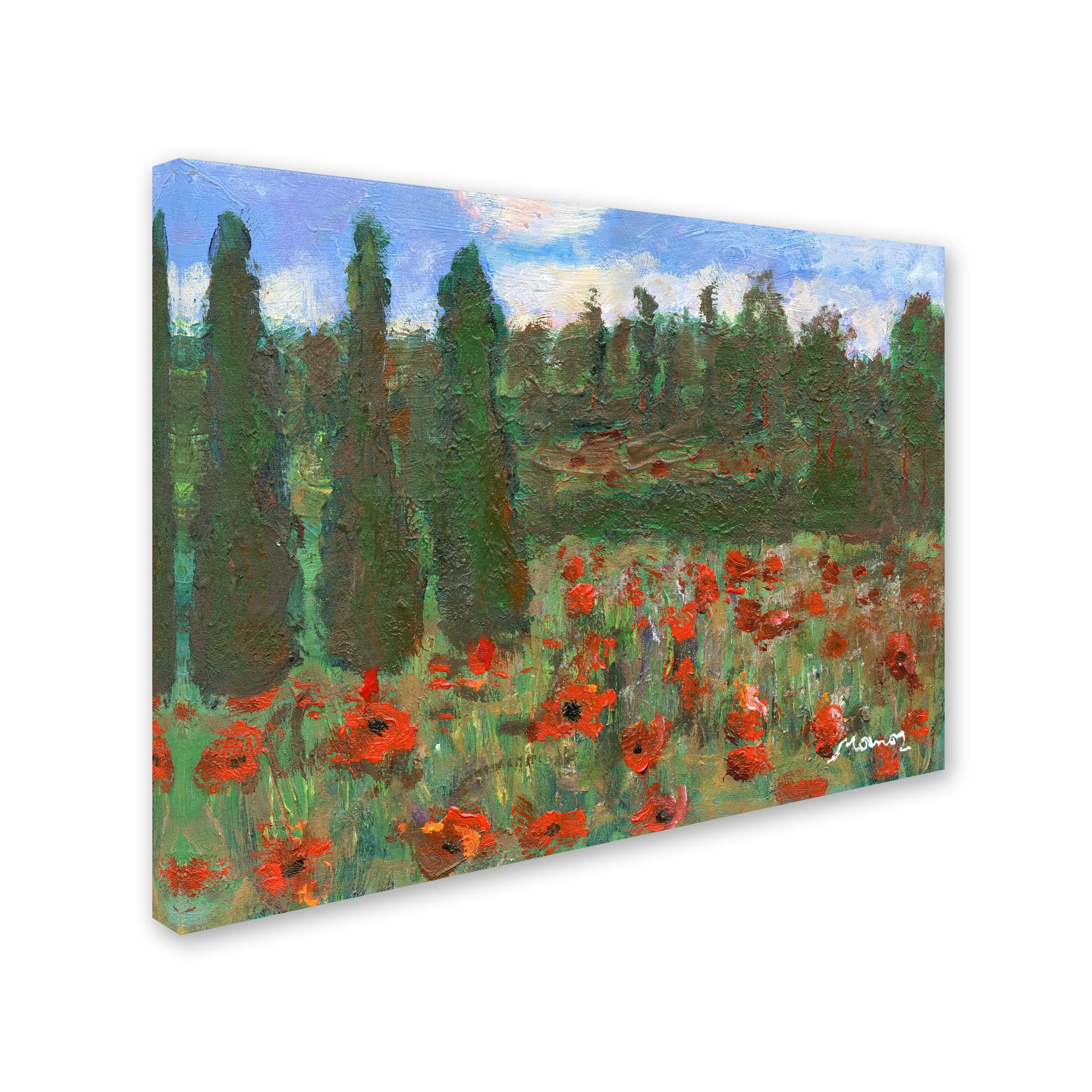 Trademark Fine Art "Red Poppies in the Wood" Canvas Art by Manor Shadian