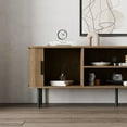thumbnail image 5 of Mid-Century Modern Media Console, Tambour TV Stand with Storage Cabinet and Shelf for 70" TVs, Walnut Brown, 5 of 10