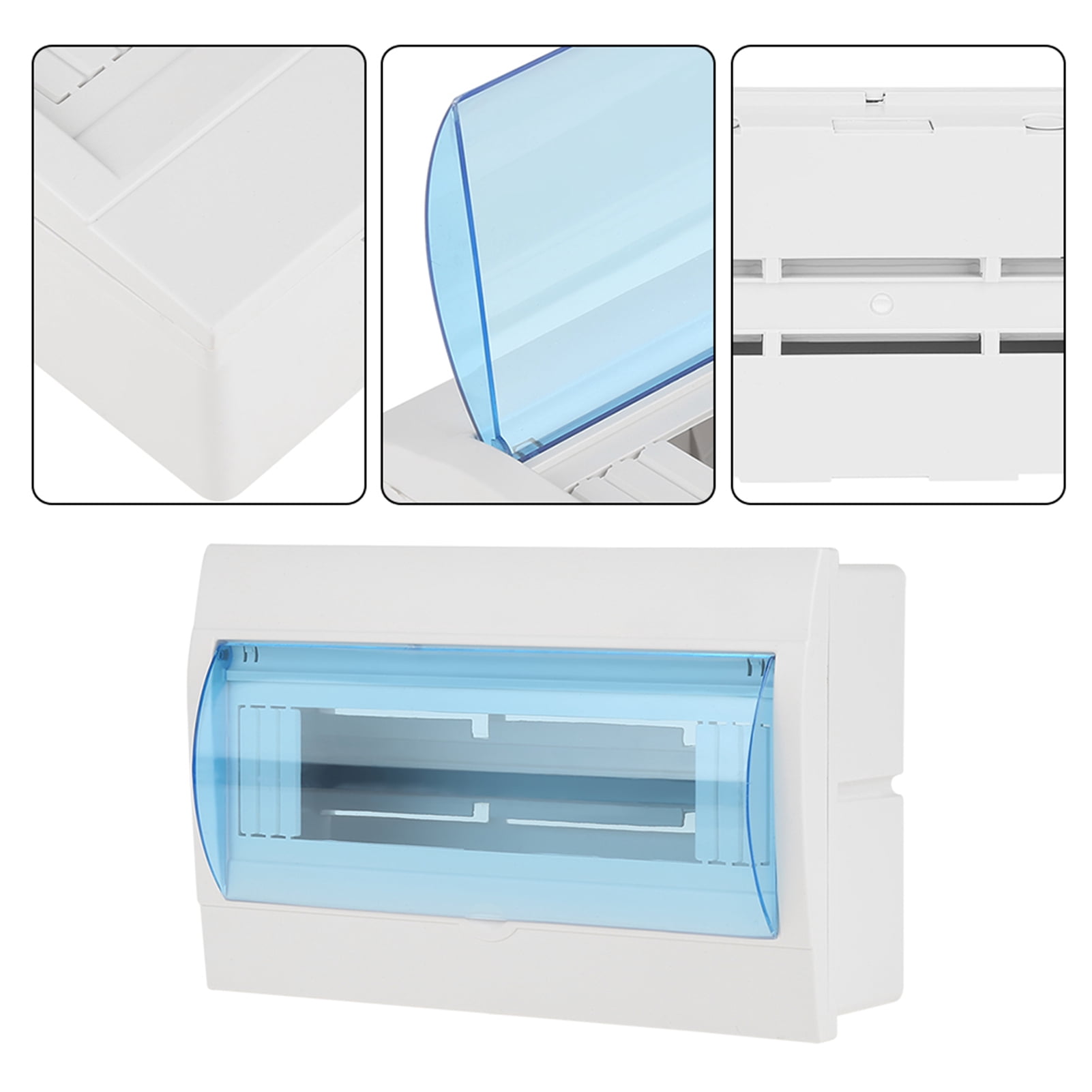 Yajisi Plastic Distribution Protection Box For 9-12 Ways Circuit Breaker Indoor On The Wall Panel Circuit Distribution Box With Transparent Blue Cover, Ideal For Home Hotel Shop, 10 inches / 25.4 cm
