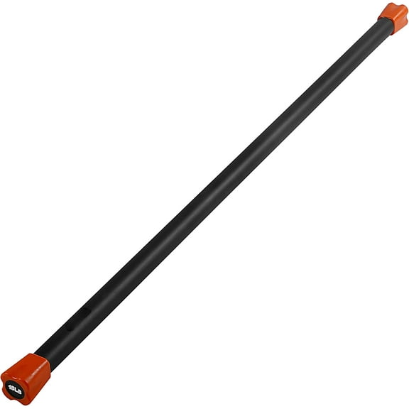 JFIT Weighted Workout Bar with Rubber Padding, 48”, 15 LB, Orange/Black