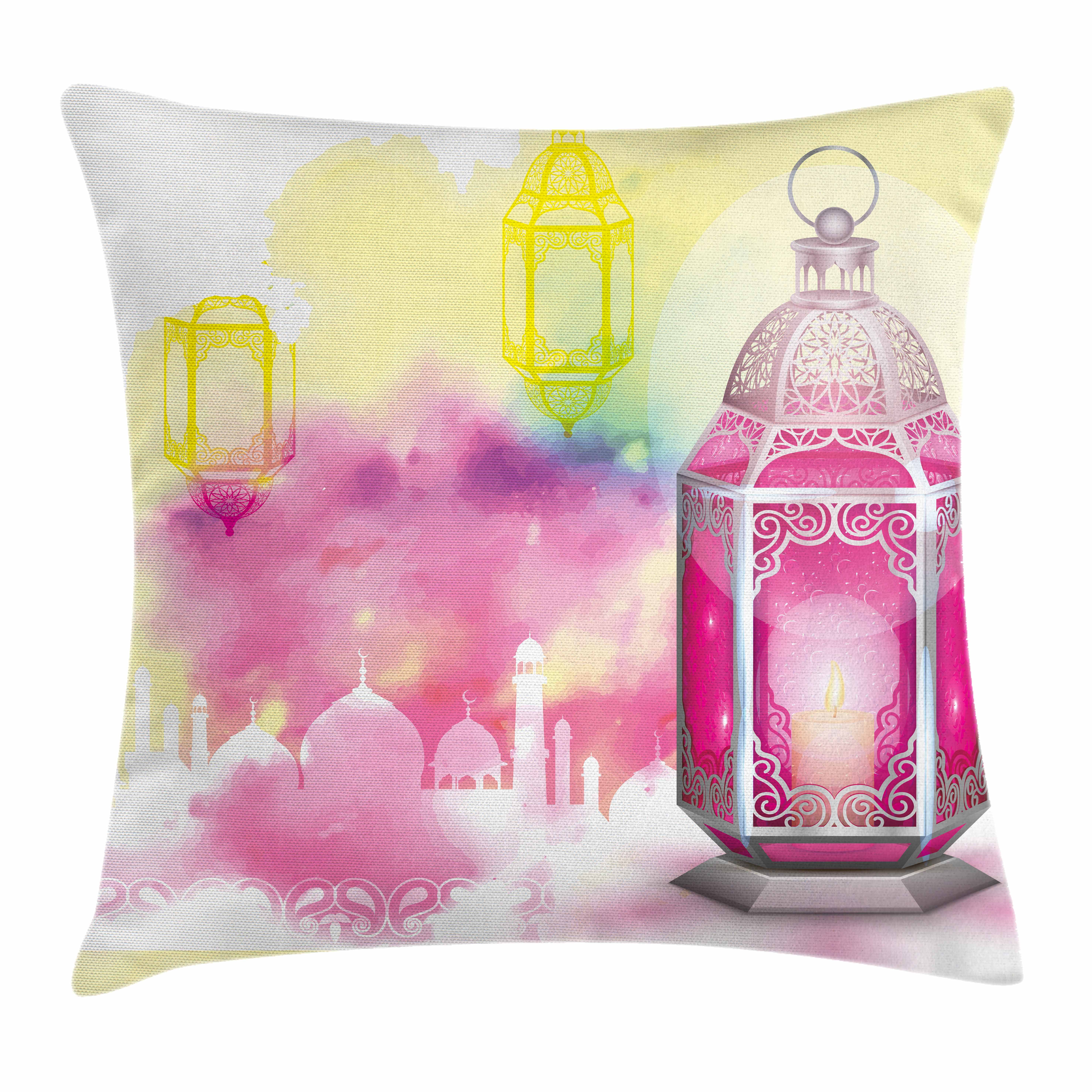 Lantern Throw Pillow Cushion Cover, Eid Mubarak Ramadan Kareem Prayer Islam... by Kozmos