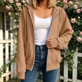 thumbnail image 5 of Caywon Women's Full-Zip Hoodie Sweatshirt, Relaxed Fit Long Sleeve Hooded Top with Kangaroo Pockets, Solid Color Casual Athletic Jacket for Workout, Lounge & Daily Wear, 5 of 7