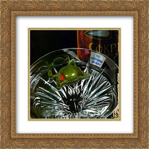 No Lifeguard on Duty 2x Matted 16x16 Gold Ornate Framed Art Print by Michael Godard