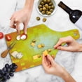 thumbnail image 4 of Yellow Cutting Board, Mosaic Retro Square Shapes and Patterns Pixels Rays Contemporary Graphic Design, Tempered Glass Cutting and Serving Board, Wine Bottle Shape, Orange Yellow, by Ambesonne, 4 of 5