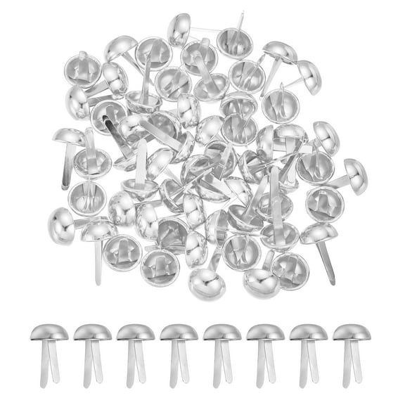 Uxcell 80 Pcs Brads Paper Fasteners, 12 x 20 mm Metal Round Head Split Pins, Prong Brads for Scrapbooking Leather Craft Decorative DIY Supplies, Silver Tone