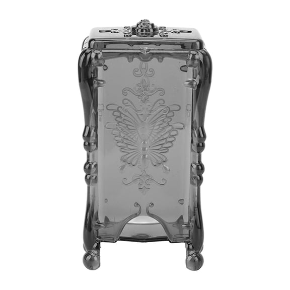 M Buder Vintage Rose Butterfly Cotton Pad Holder, Premium Translucent Grey Makeup Vanity Organizer Box Container for Cosmetic Storage (6.3 x 3.1 x 2.8 in / 16.0 x 8.0 x 7.0 cm)