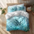 thumbnail image 2 of Blue Gradient Coral Full Size Comforter Set, Ocean Coastal Sea Watercolor Coral Bedding for All Seasons, 4 Pcs Bed Set, 1Quiltcover (86"x86") ,1Sheet(80"x116"), 2Pillowcases (30"x20"), 2 of 9