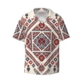 thumbnail image 2 of Lsque Fashion Tatreez2 print Men's Cuban Collar Short Sleeve Shirt Summer Beachwear Casual Button Down Fashionable Vacation Leisure Shirt-XX-Large, 2 of 7