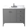 thumbnail image 5 of Vanity Art 42" Double Door Bathroom Vanity with Sink, Freestanding Storage Cabinet with Engineered Marble Top, Flip Down Tray, Drawer, and Shelf, 5 of 6