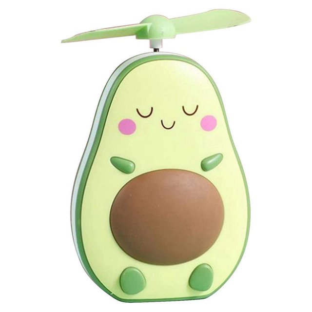 Makeup Hand Mirror Cute Avocado LED Light Mirrors Mini Portable Avocado Fan Multi-Function Light-Filling Makeup Mirror for Handbag Purse