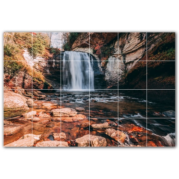 Picture-Tiles.com: Waterfalls Ceramic Tile Wall Mural WAL501109-64M. 36"W x 24"H using (24) 6" x 6" Ceramic Tiles-Satin Finish