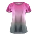 thumbnail image 3 of Gradient Color T Shirts for Women Crew Neck Short Sleeve Tees Summer Breathable T Shirt Hot Pink S, 3 of 7