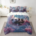 thumbnail image 3 of Homewish 3D Kawaii Panda Twin Bedding Sets 7-Piece for Teens, Pink Cherry Blossoms Bedding Comforter Set, Dreamy Sky Moon Reversible Sheet Sets, Microfiber Bedroom Decor, 3 of 8