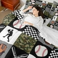 thumbnail image 4 of Castle Fairy Teens Sport Baseball 7-Piece Bedding Comforter Set,Geometric Plaid King Bedding Sets,Abstract Camouflage Ultra Soft Bed Sheets,Luxury Bedroom Decor, 4 of 8