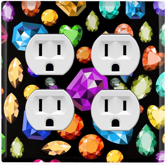 Metal Light Switch Plate Cover Colorful Multi-Shape Jewels DIA002