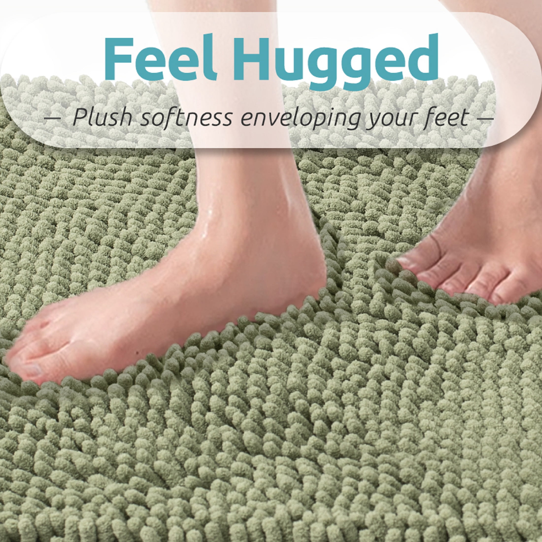 Niubya Bathroom Rug, Contour Toilet Bath Rugs, Non-Slip Floor Mat With Rubber BackingMachine Wash and Dry, 32x20, Camel