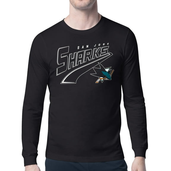 Men's Starter Black San Jose Sharks Modern Tailsweep Long Sleeve T-Shirt