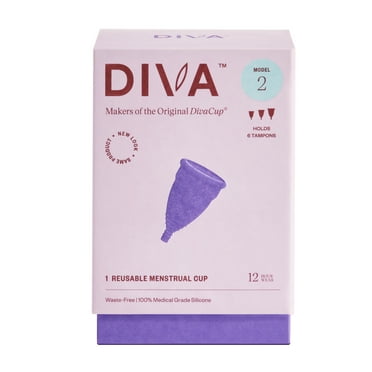 DIVA Cup - Medical Grade Silicone Cup for Period Care - Reusable Menstrual Cup - Up to 12 Hours of Continuous Wear - Model 2 (For Wide Vaginal Canals, Post-Partum & Ages 35 )