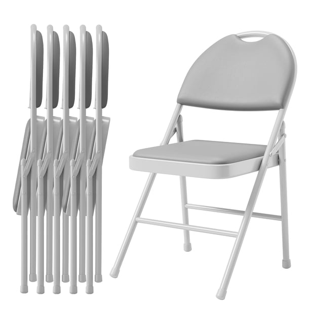 Yeshouse Sillas plegables (paquete de 2, 4 o 6) con cojín de piel sintética, capacidad de 159 kg, estructura de metal y almohadillas antideslizantes, portátiles y apilables para hogar y eventos
