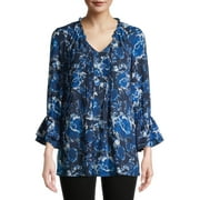 The Pioneer Woman V-Neck Tunic Top with Double Ruffle Sleeves