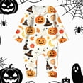 thumbnail image 2 of Family Matching Pajamas Romper Halloween Pumpkin Print Long Sleeve Crewneck Onesie for Men/Women/Kids/Baby Sleepwear - Baby, 2 of 7