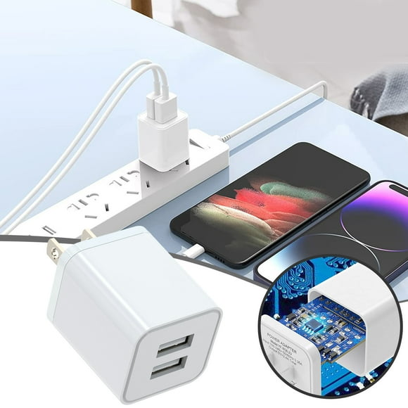 ONFD USB Plug USB Wall Charger 2 Pack Dual Port USB Electrical Plug Cube 5V 2.4A Charging Block USB Plugs Compatible