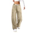 thumbnail image 2 of DORKASM Cargo Pants for Women 28"/30" Lightweight Quick Dry Casual Travel Pants Work Hiking Outdoor Trousers with Pockets Khaki L, 2 of 6