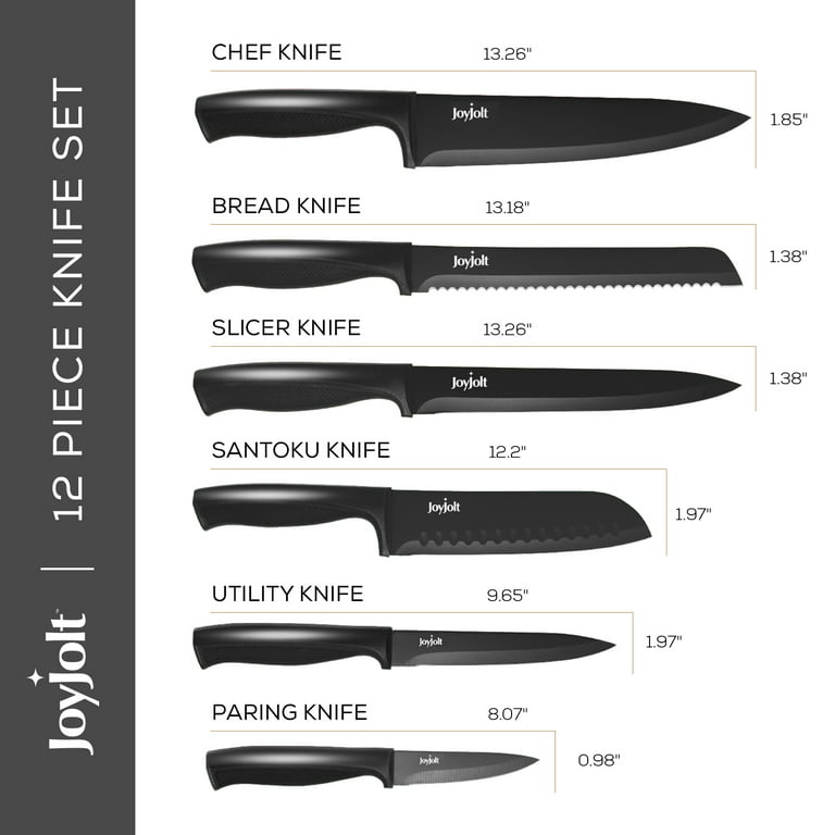 Joyjolt 11pc Kitchen Knife Set With Block. High Carbon, X50 German