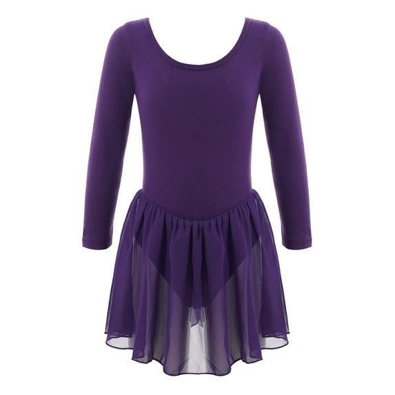 YONGHS Kids Girls Long Sleeve Ballet Dance Tutu Dress Gymnastic Skating Leotard