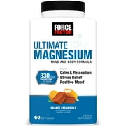 Force Factor Ultimate Magnesium, Magnesium Supplement with L Theanine for Sleep, Stress Relief, Relaxation & Mood, Orange Creamsicle, 60 Soft Chews