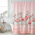 thumbnail image 6 of Pink Flamingo Shower Curtain Set - 48" x 72" Washable Bathtub Curtain with 12 Hooks, Valentine's Day Birds Lake Animals Waterproof Fabric Stall Shower Curtains for Bathroom/Bathtub Décor, 6 of 6