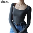 thumbnail image 2 of Camiseta básica de manga larga con escote redondo y corte ajustado para mujer, 2 of 6