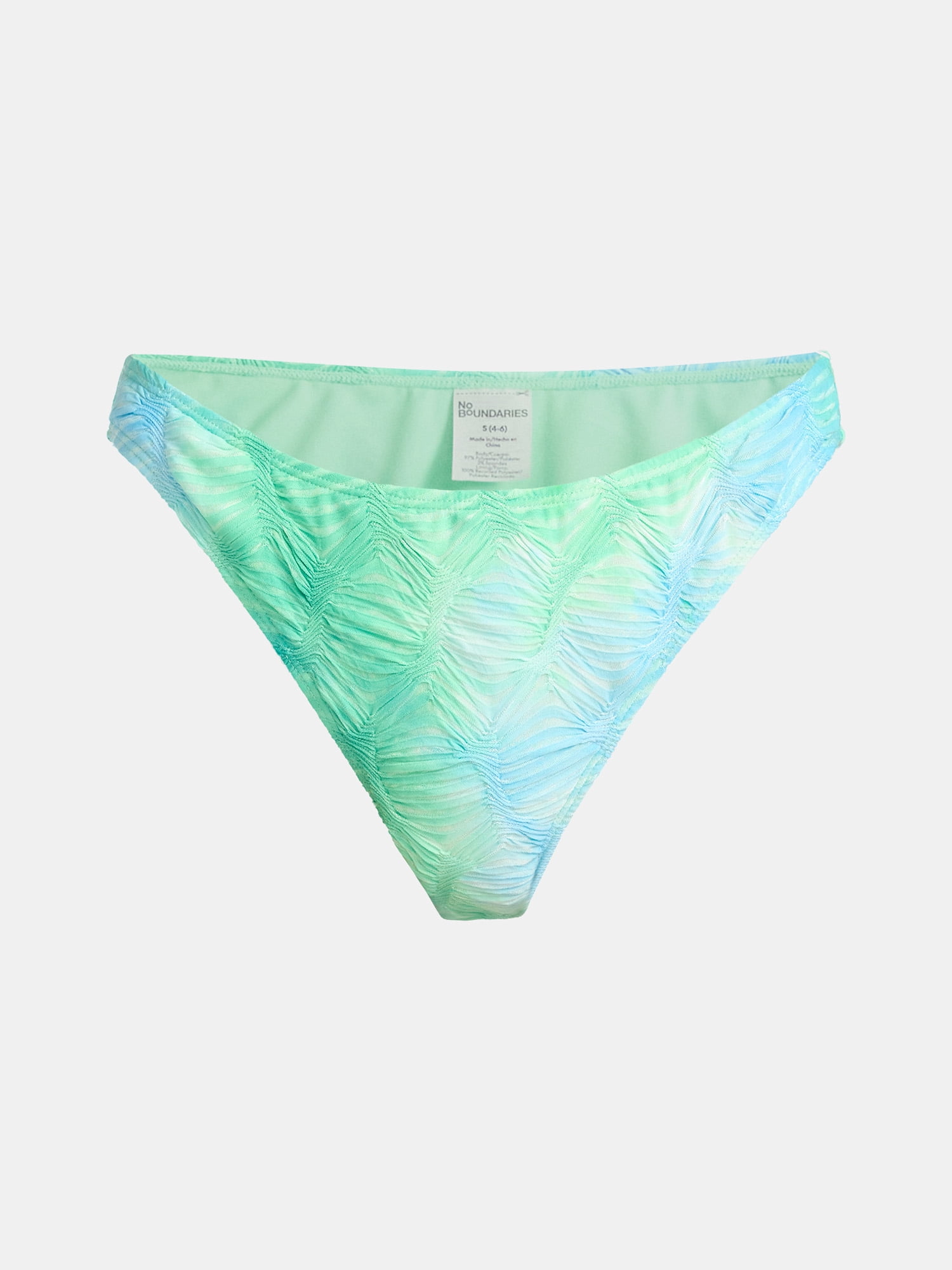No Boundaries Hi Leg Textured Bikini Bottoms, Women’s