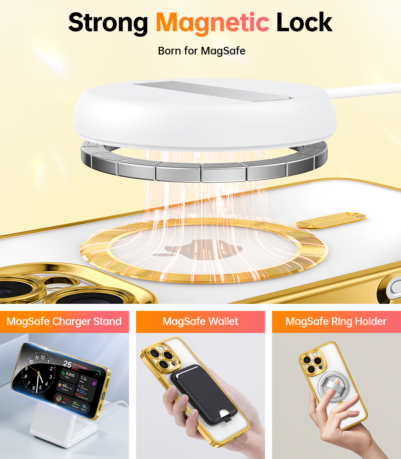 Meifigno Magnetic Case for iPhone 16 Pro Max Gold photo 4