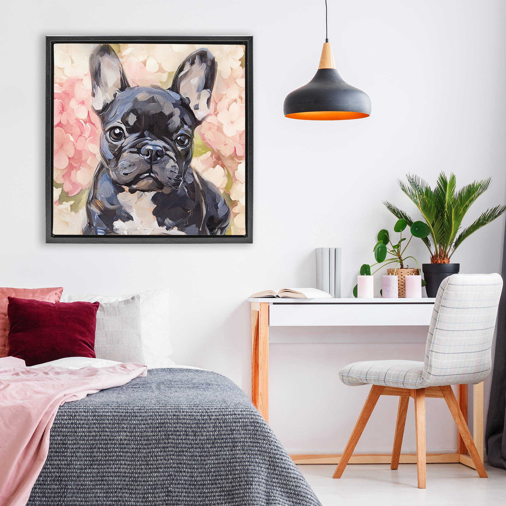 Stupell Industries Sweetest Little Bulldog Black Framed Floater Canvas Wall Art, design by Tina LeCour
