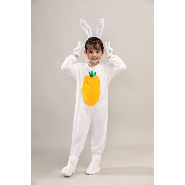 Niños Animal conejo blanco Cosplay disfraz niños mono jardín de infantes niñas vestido niños Pascua conejito baile ropa Sets130cm Gao Jinjia LED