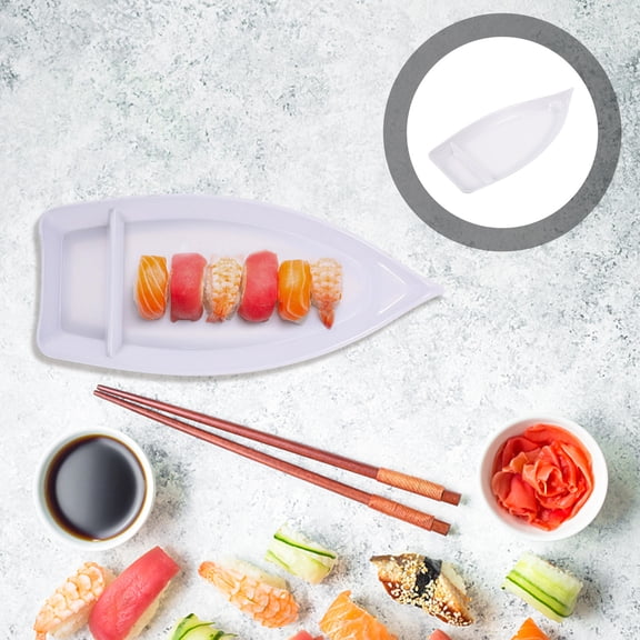 Tineasur Creative White Sashimi Dish Boat Shape for Parties and Restaurants