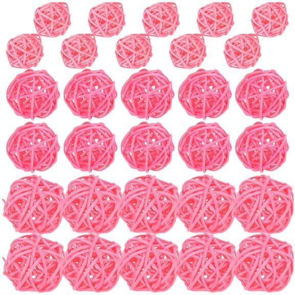 FELTECHELECTR Rattan Decorative Balls Pink 30Pcs 2.4x2.4x2.4in