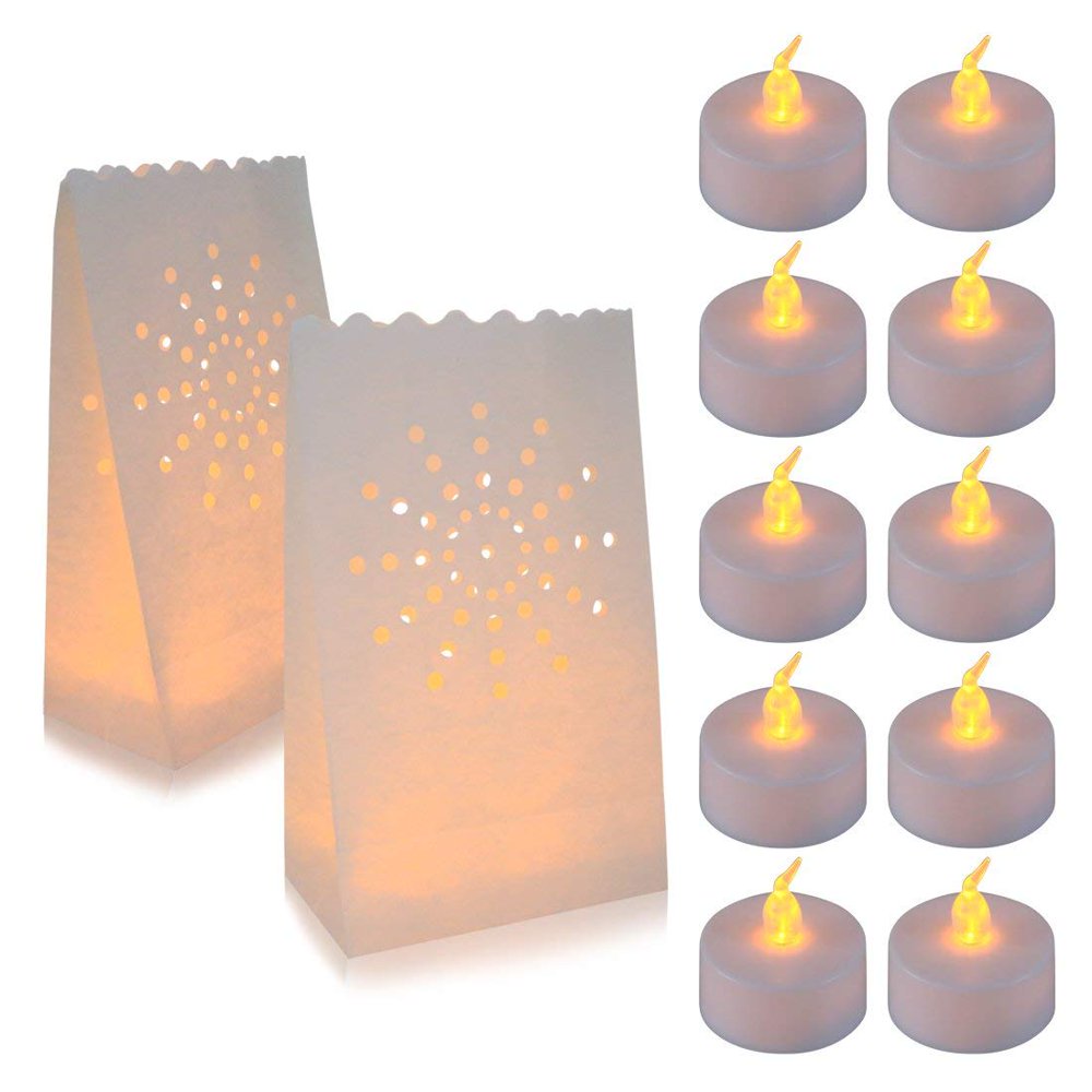 30 Flameless Tea Lights Yellow Flickering LED Tealight Candles with