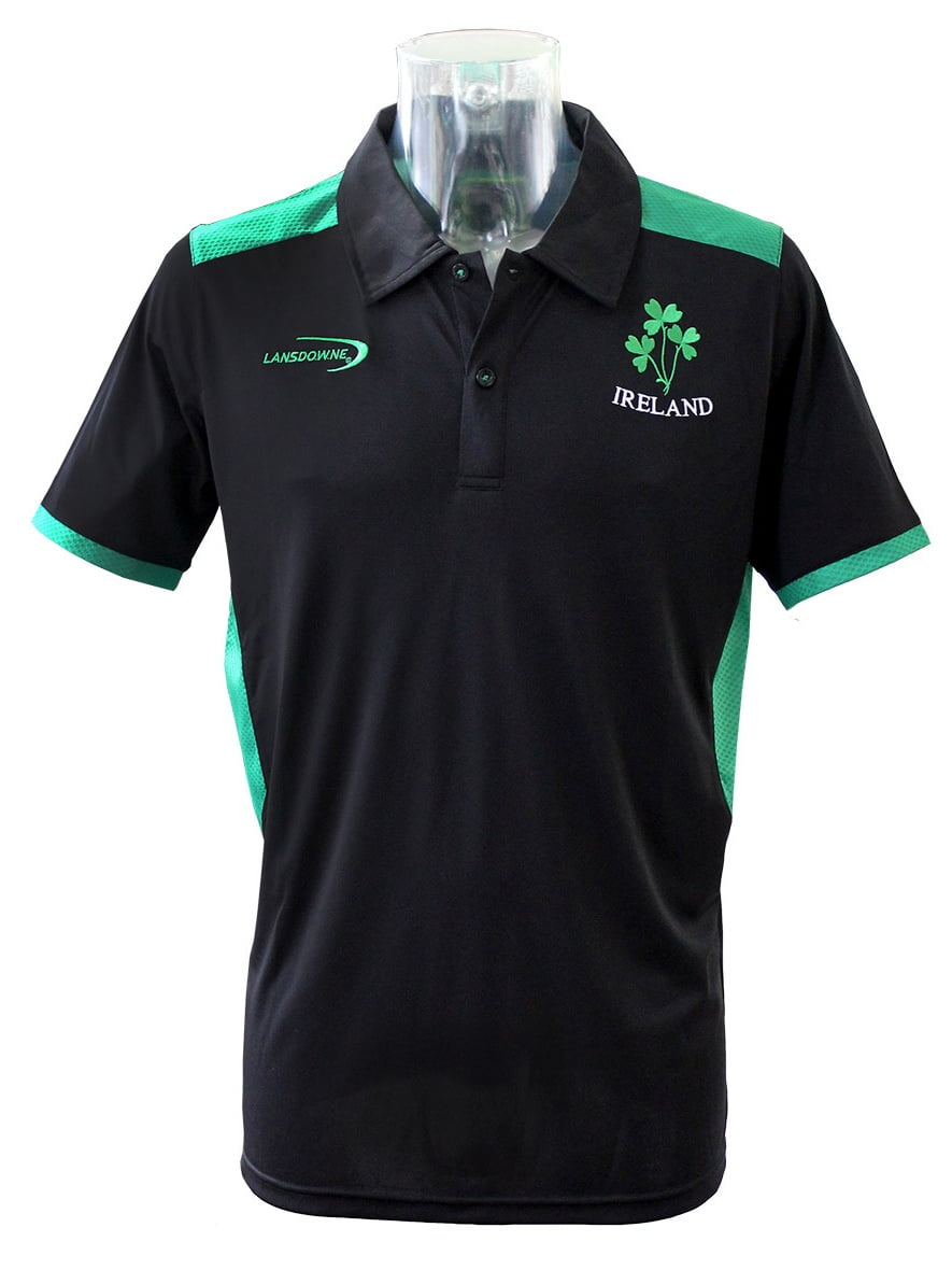 Ireland Polo Top Lansdowne Men's Irish Short Sleeves Black Performance