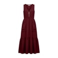 thumbnail image 7 of Levmjia Womens V Neck Maxi Dress With Pockets A Line Flowy Ruffle Hem Sleeveless Casual Long Dress Lightweight Solid Color Summer Sundress Beach Daily Wear, 7 of 7
