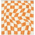thumbnail image 3 of Boho Beige Checkerboard Shower Curtain,Cute Aesthetic 60S 70S Abstract Wavy Swirl Shower Curtain Set with Hooks, Modern Abstract Groovy Hippie Funky Teen Girls Bathroom Accessories, 36X72in, 3 of 5