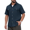 thumbnail image 4 of INSPIRE CHIC Men's Fishing Shirt Summer Short Sleeve Solid Hiking Cargo Shirts S Navy Blue, 4 of 5