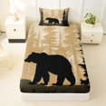 thumbnail image 3 of Castle Fairy Safari Bear Twin Sheets 3pcs,Woodland Animal Bedding,Black Cream,1 Fitted Sheet, 1 Flat Sheet and 1 Pillowcase, 3 of 6