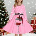 thumbnail image 2 of XEGLSBU Girls Christmas Dress Size 14-16 Style Girls Print Party Dress with Lace up Front Long Sleeves and Back Elastic Zipper for Festive Pageant Gown 2-Pink Size 13-14 Years, 2 of 4