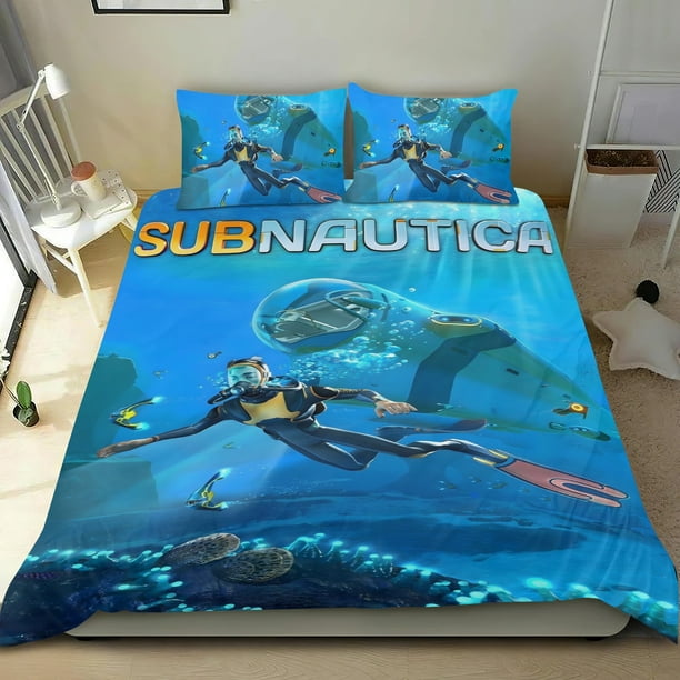 Subnautica Conjunto de sábanas temático, trío de piezas, cómodo y amigable con la piel, diseño único, regalo de decoración para el hogar para familiares, amigos y fans, 90 cm * 190 cm