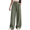 thumbnail image 2 of Women'S High Waist Slim Fit Draped Casual Tie Front Wide Leg Pants Army Green XXL, 2 of 9